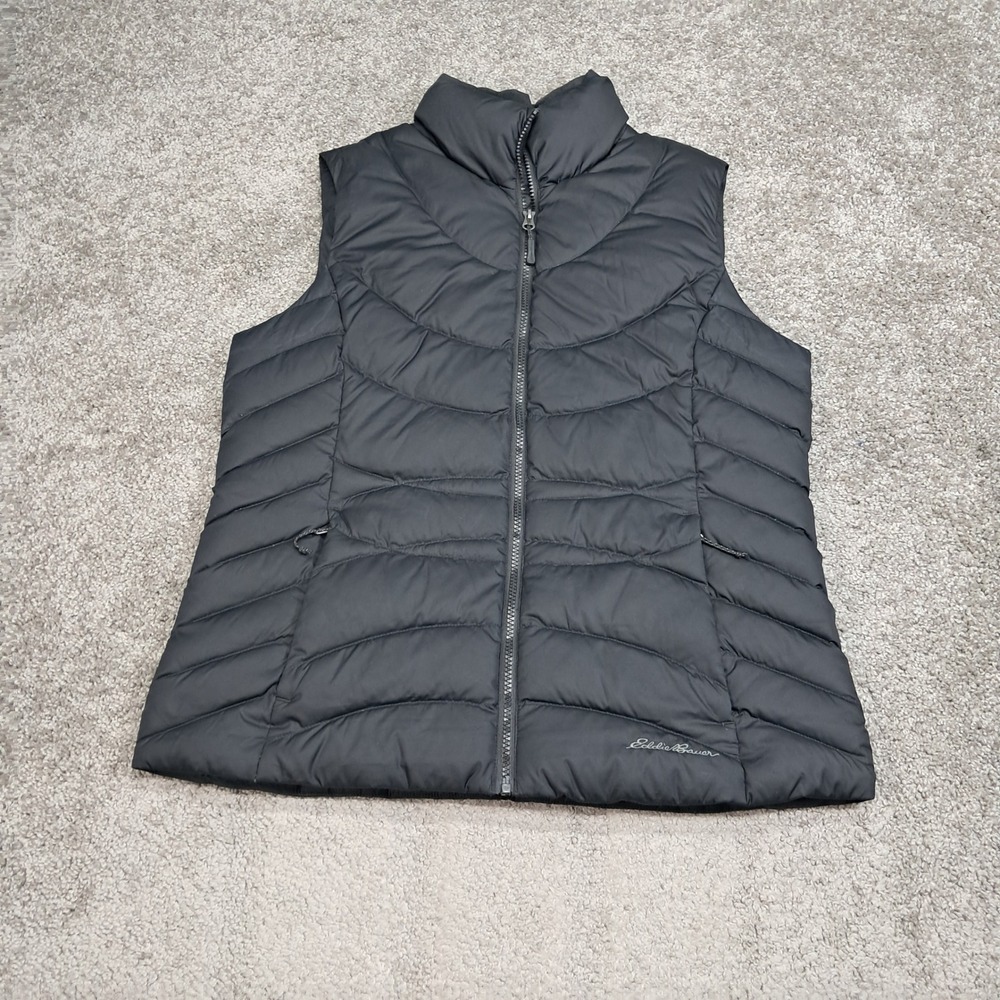 Eddie Bauer Womens Black Down Insulated Puffer Vest Full Zip EB650 Large